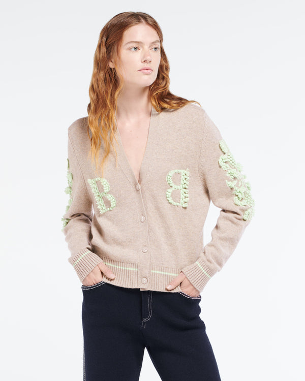 Barrie Cardigan Col V Logo B En Cachemire