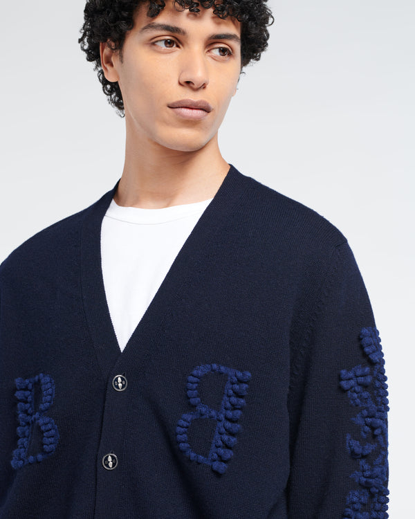 Barrie Cardigan Col V Logo B En Cachemire