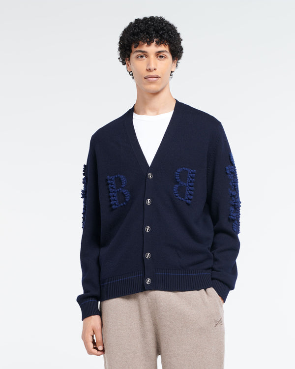 Barrie Cardigan Col V Logo B En Cachemire