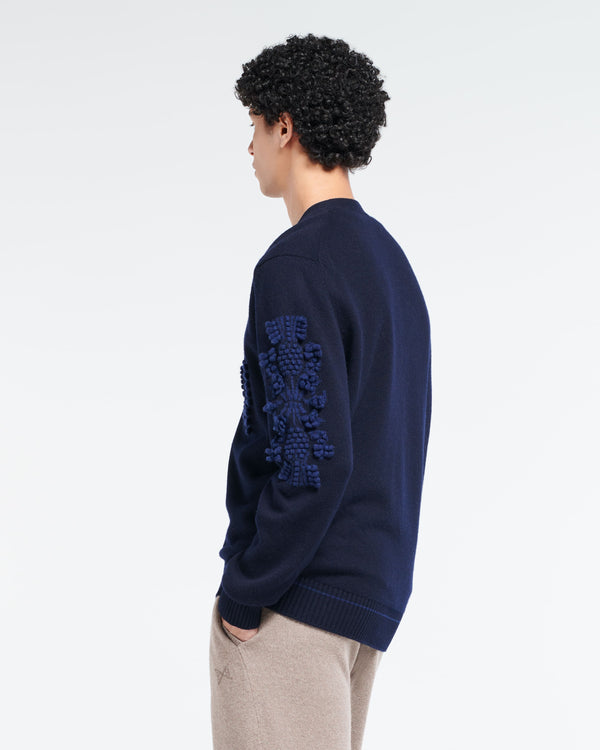 Barrie Cardigan Col V Logo B En Cachemire