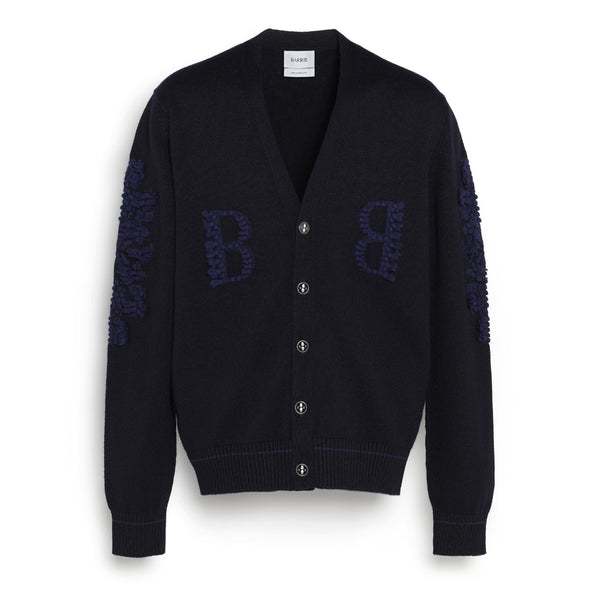 barrie Cardigan col V logo B en cachemire