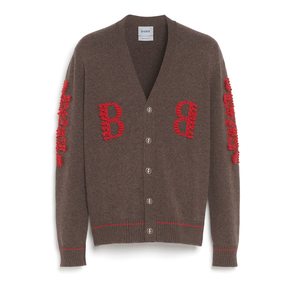 barrie Cardigan col V logo B en cachemire