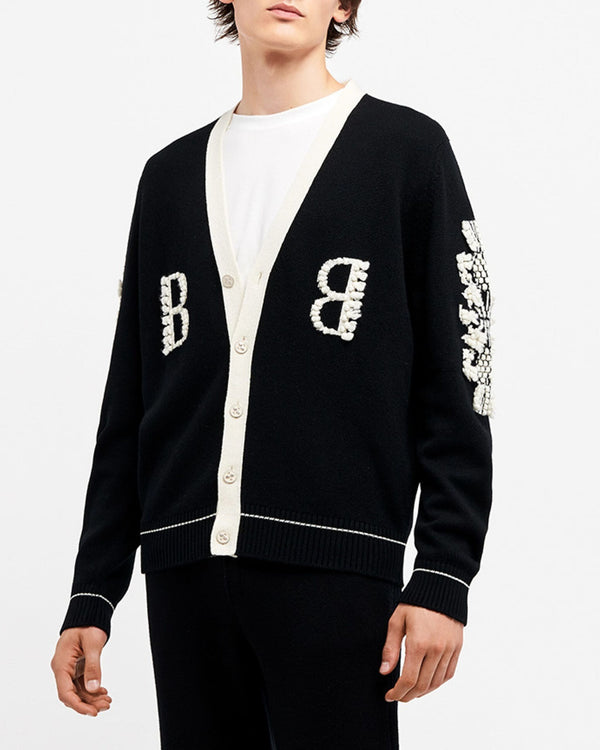 Barrie Cardigan Col V Logo B En Cachemire