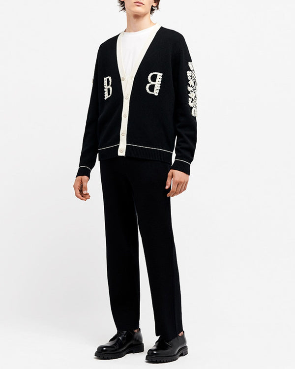 Barrie Cardigan Col V Logo B En Cachemire