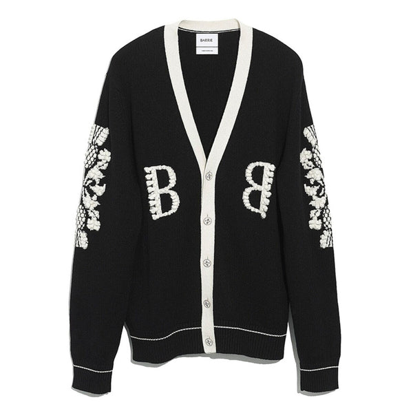 barrie Cardigan col V logo B en cachemire