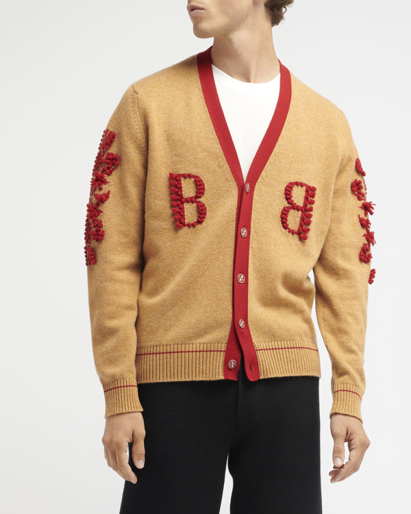 Barrie Cardigan Col V Logo B En Cachemire