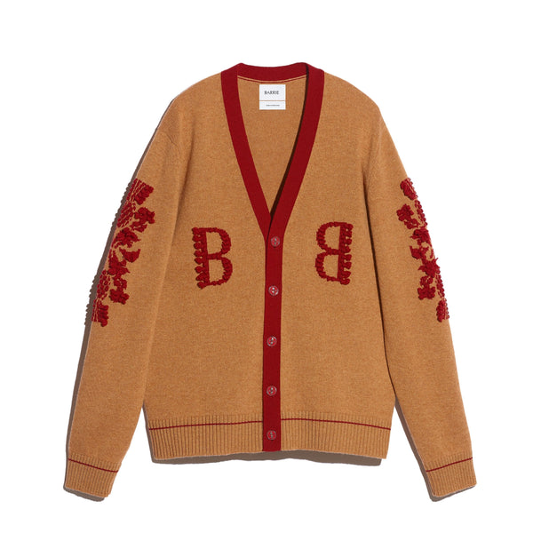 barrie Cardigan col V logo B en cachemire
