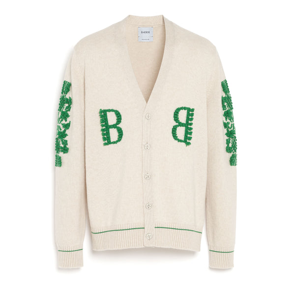 barrie Cardigan col V logo B en cachemire