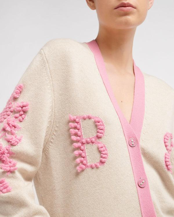 Barrie Cardigan Col V Logo B En Cachemire