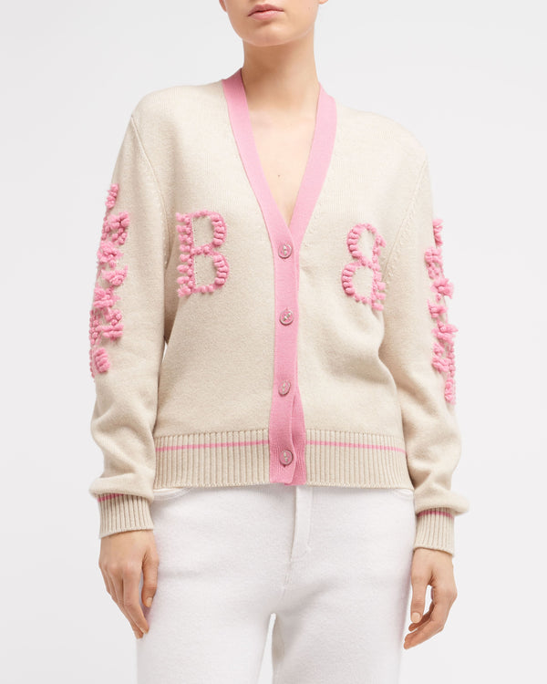 Barrie Cardigan Col V Logo B En Cachemire