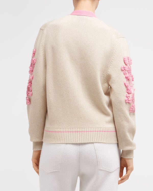 Barrie Cardigan Col V Logo B En Cachemire