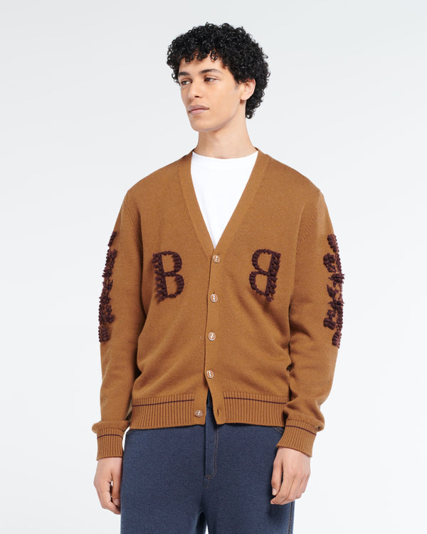 Barrie Cardigan Col V Logo B En Cachemire