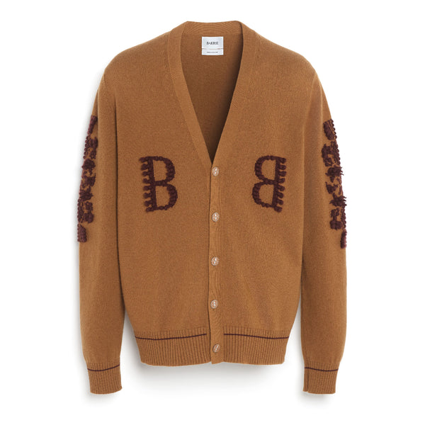 barrie Cardigan col V logo B en cachemire