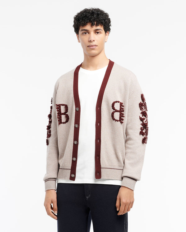 Barrie Cardigan Col V Logo B En Cachemire