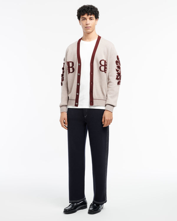 Barrie Cardigan Col V Logo B En Cachemire