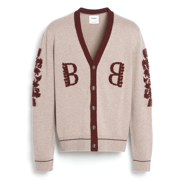 barrie Cardigan col V logo B en cachemire