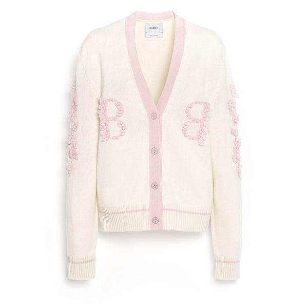 barrie Cardigan col V logo B en cachemire