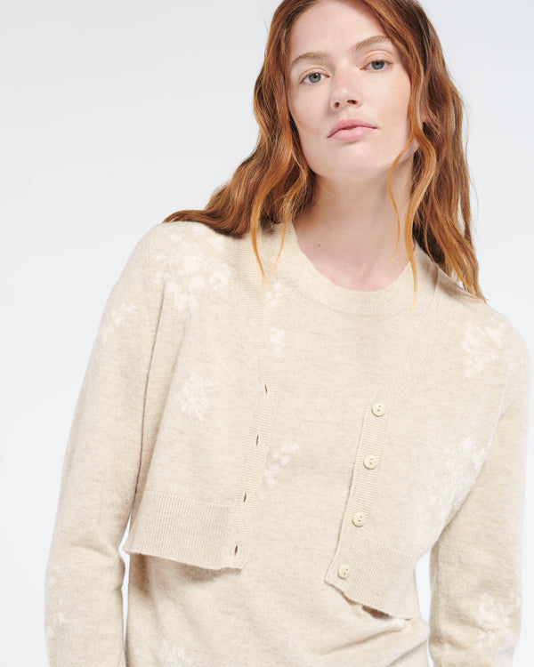 Barrie Cardigan En Cachemire à Motif Fleuri