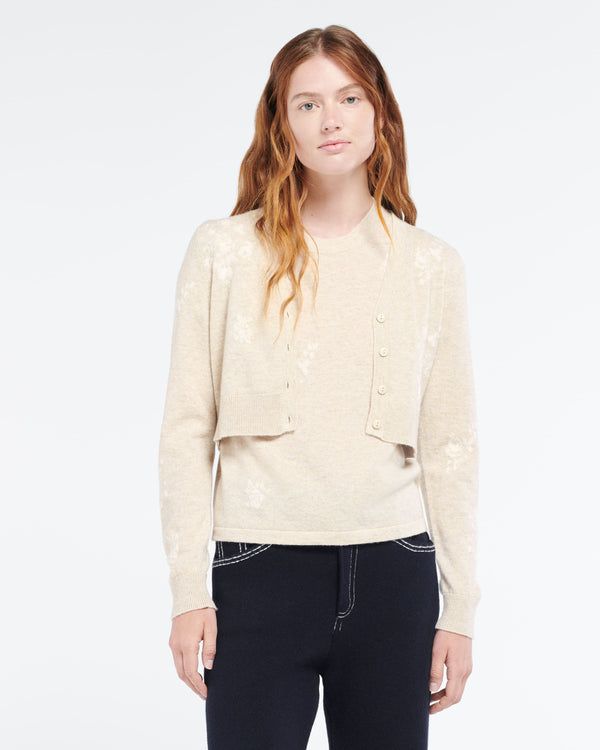 Barrie Cardigan En Cachemire à Motif Fleuri
