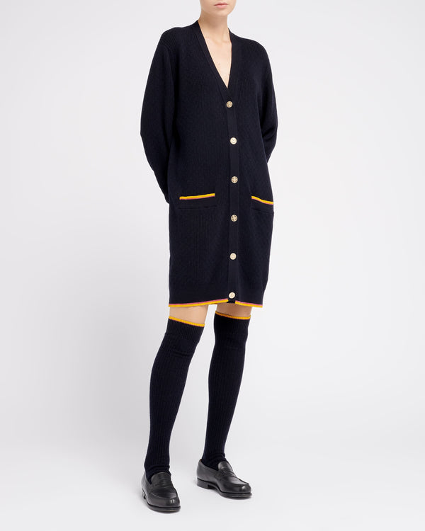 Barrie Cardigan Long à Col V En Cachemire Léger