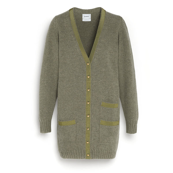 barrie Cardigan long en laine avec détail ruban