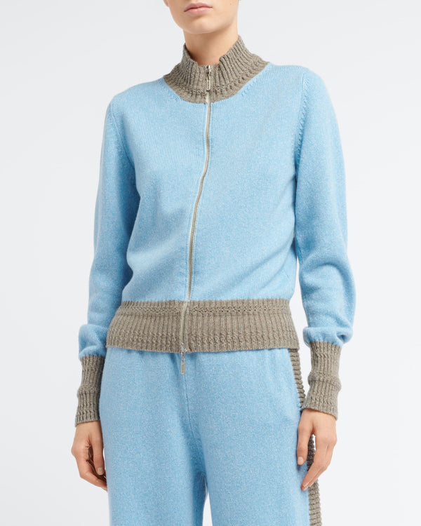 Barrie Cardigan Zippé En Cachemire Chiné