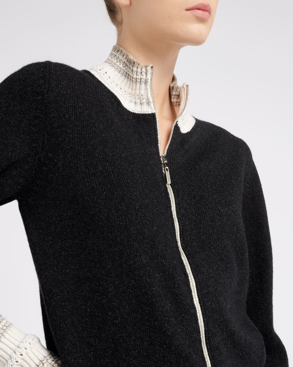 Barrie Cardigan Zippé En Cachemire Chiné
