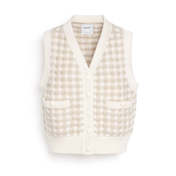 barrie Gilet en cachemire à motif vichy