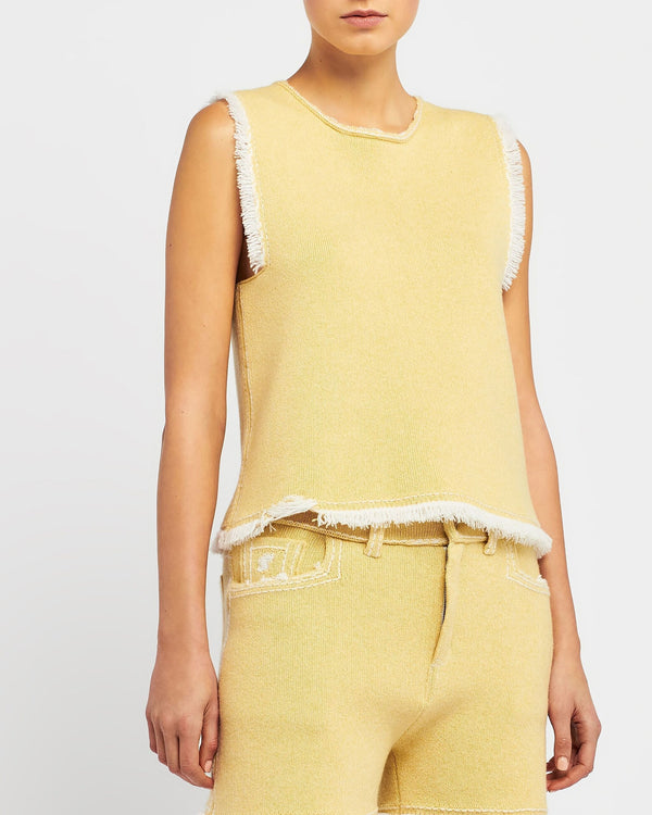 Barrie Haut Sans Manches Denim à Franges
