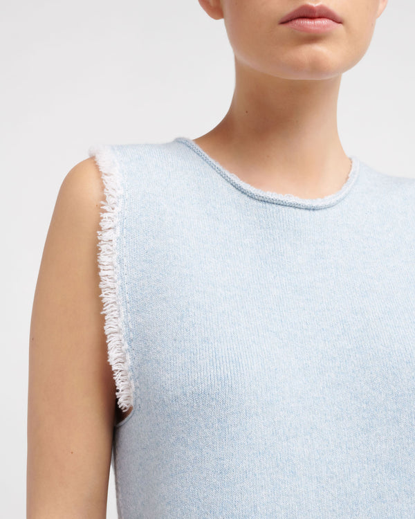 Barrie Haut Sans Manches Denim à Franges