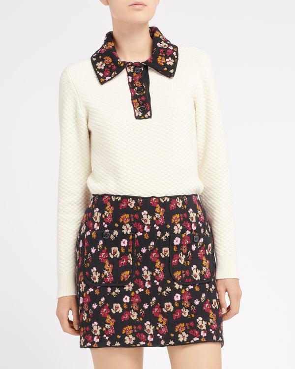 Barrie Jupe Courte En Cachemire à Motif Fleuri