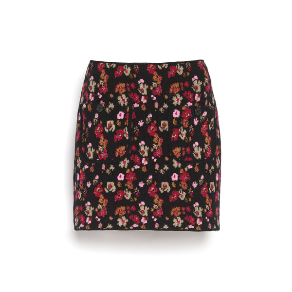 barrie Jupe courte en cachemire à motif fleuri