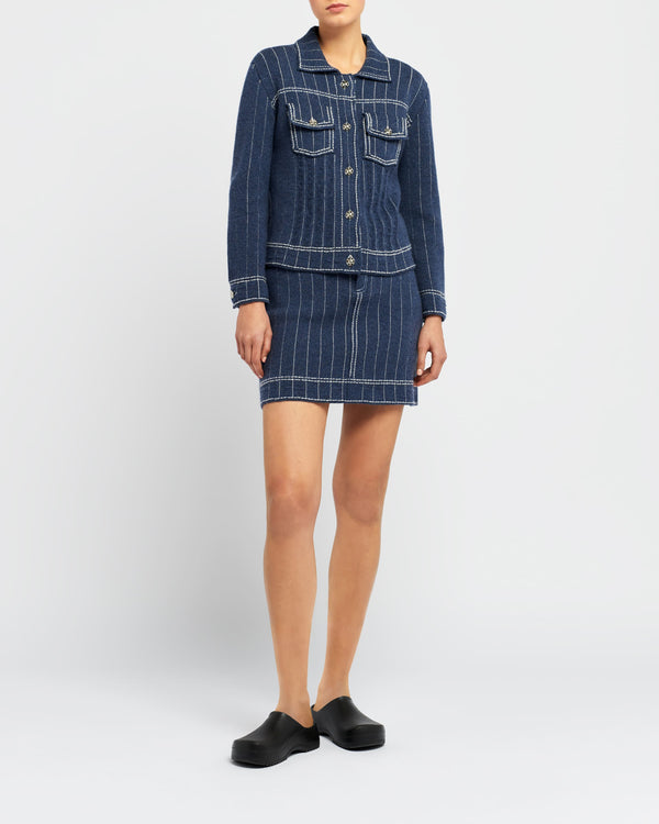 Barrie Jupe Denim Uniforme En Cachemire Et Coton