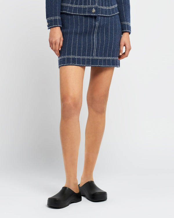 Barrie Jupe Denim Uniforme En Cachemire Et Coton