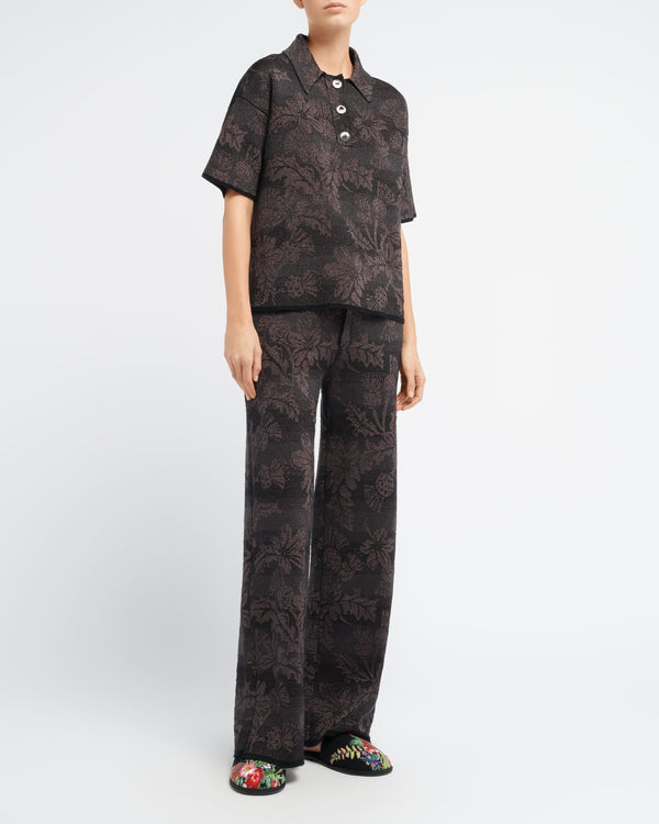 Barrie Pantalon Large En Cachemire à Motif Chardon