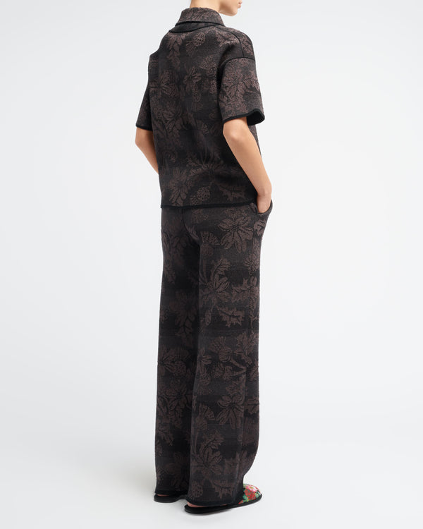 Barrie Pantalon Large En Cachemire à Motif Chardon