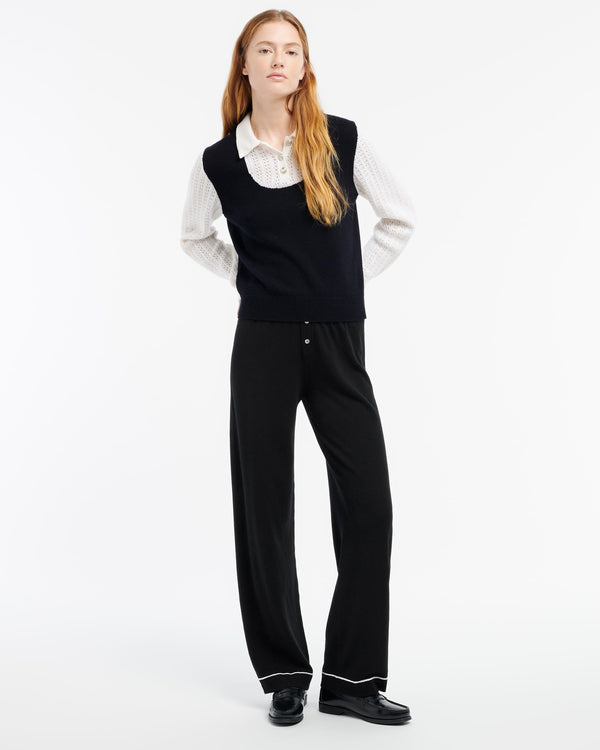 Barrie Pull à Col Polo En Dentelle Cachemire