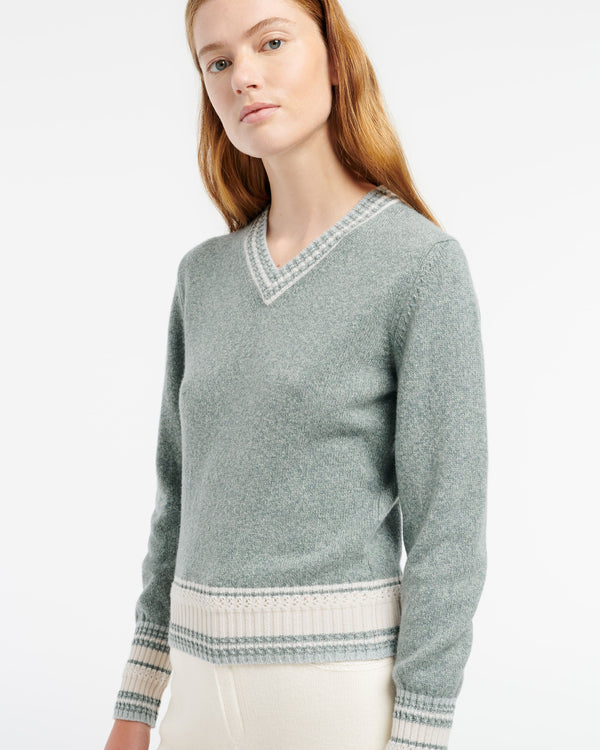 Barrie Pull Chiné Col V En Cachemire