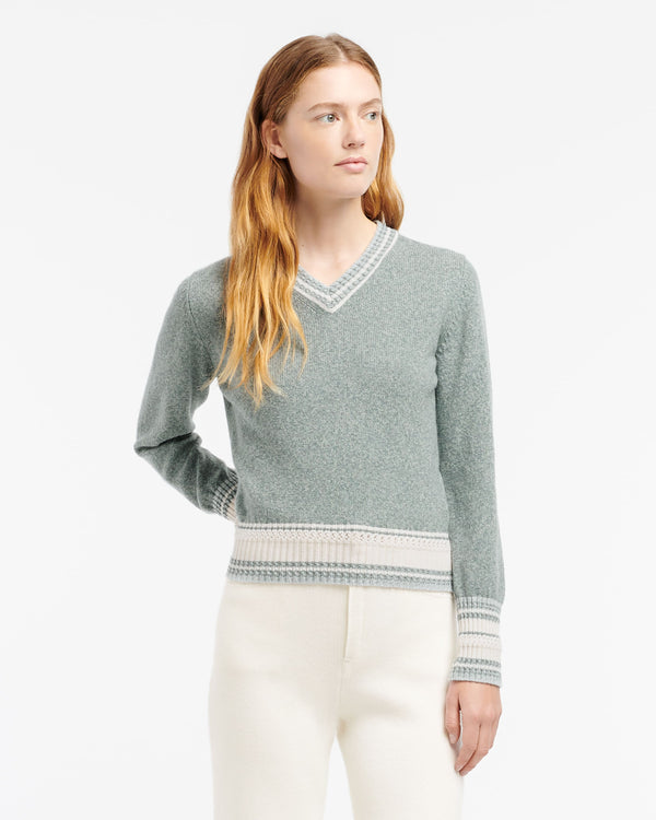 Barrie Pull Chiné Col V En Cachemire