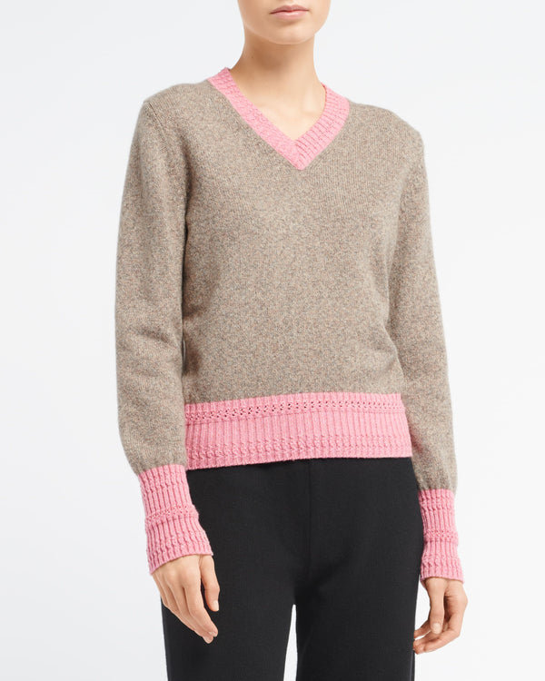 Barrie Pull Chiné Col V En Cachemire