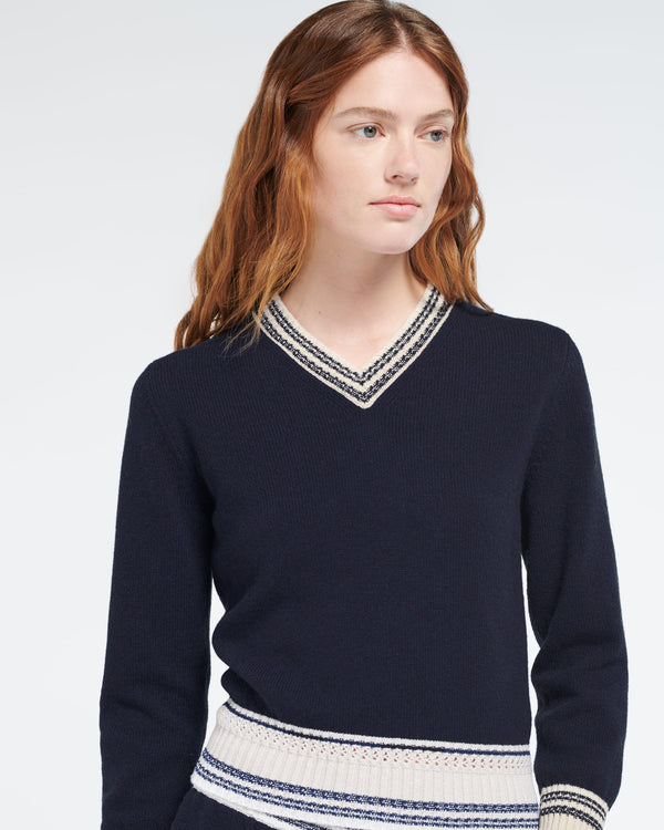 Barrie Pull Chiné Col V En Cachemire