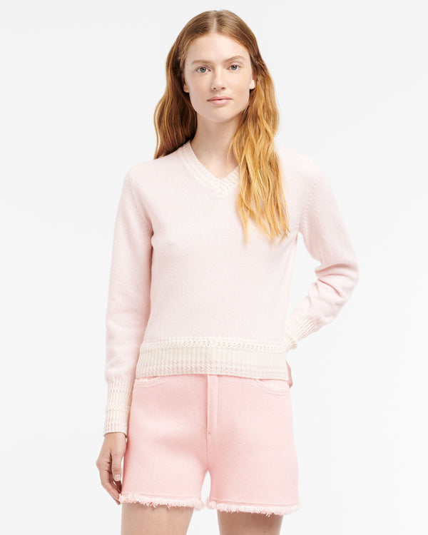 Barrie Pull Chiné Col V En Cachemire