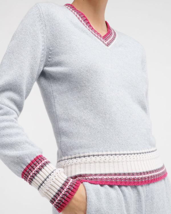 Barrie Pull Chiné Col V En Cachemire