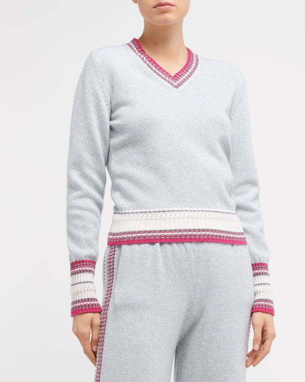 Barrie Pull Chiné Col V En Cachemire