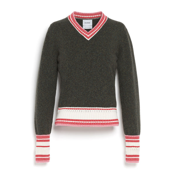 barrie Pull chiné col V en cachemire