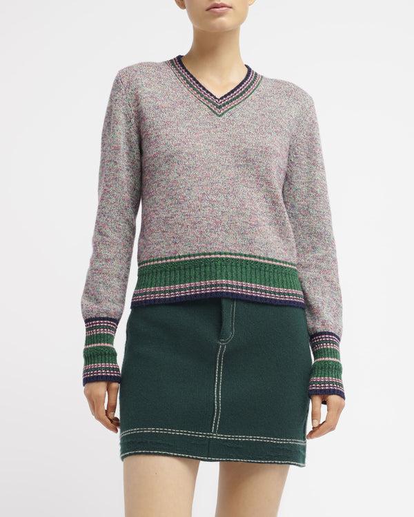 Barrie Pull Chiné Col V En Cachemire