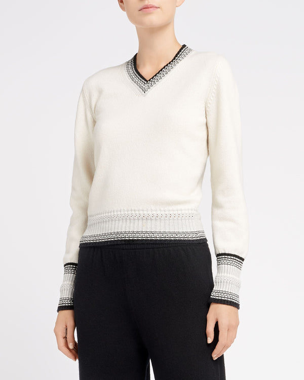 Barrie Pull Chiné Col V En Cachemire