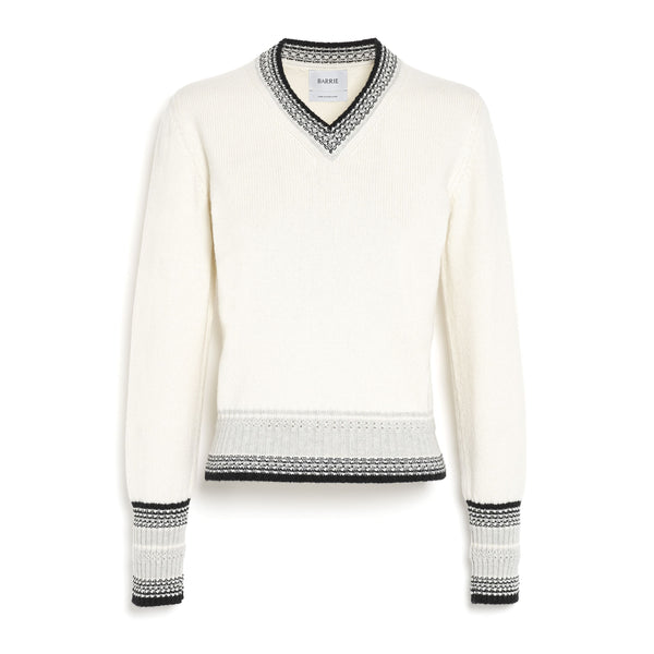 barrie Pull chiné col V en cachemire