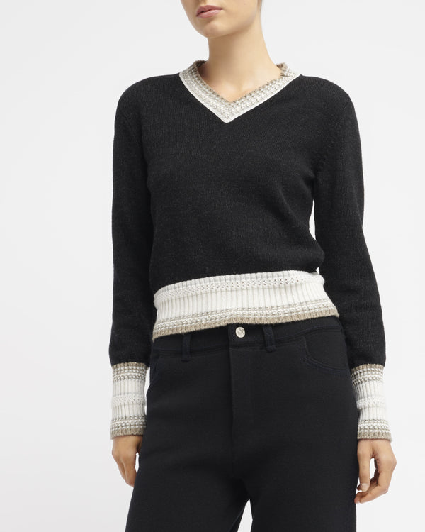 Barrie Pull Chiné Col V En Cachemire