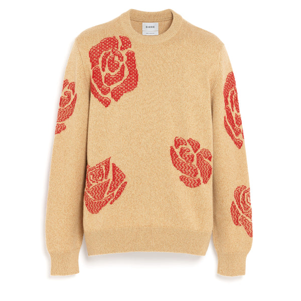 Barrie Pull Col Rond En Cachemire à Motif Roses